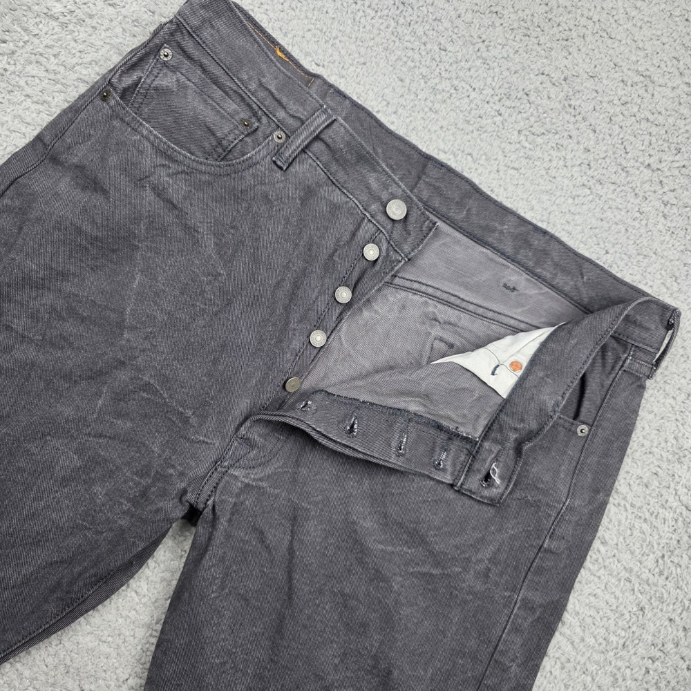 Levis 2014 501 Button Fly Jeans Mens W38‎ L30 Gray Wash Straight Leg Denim Pants